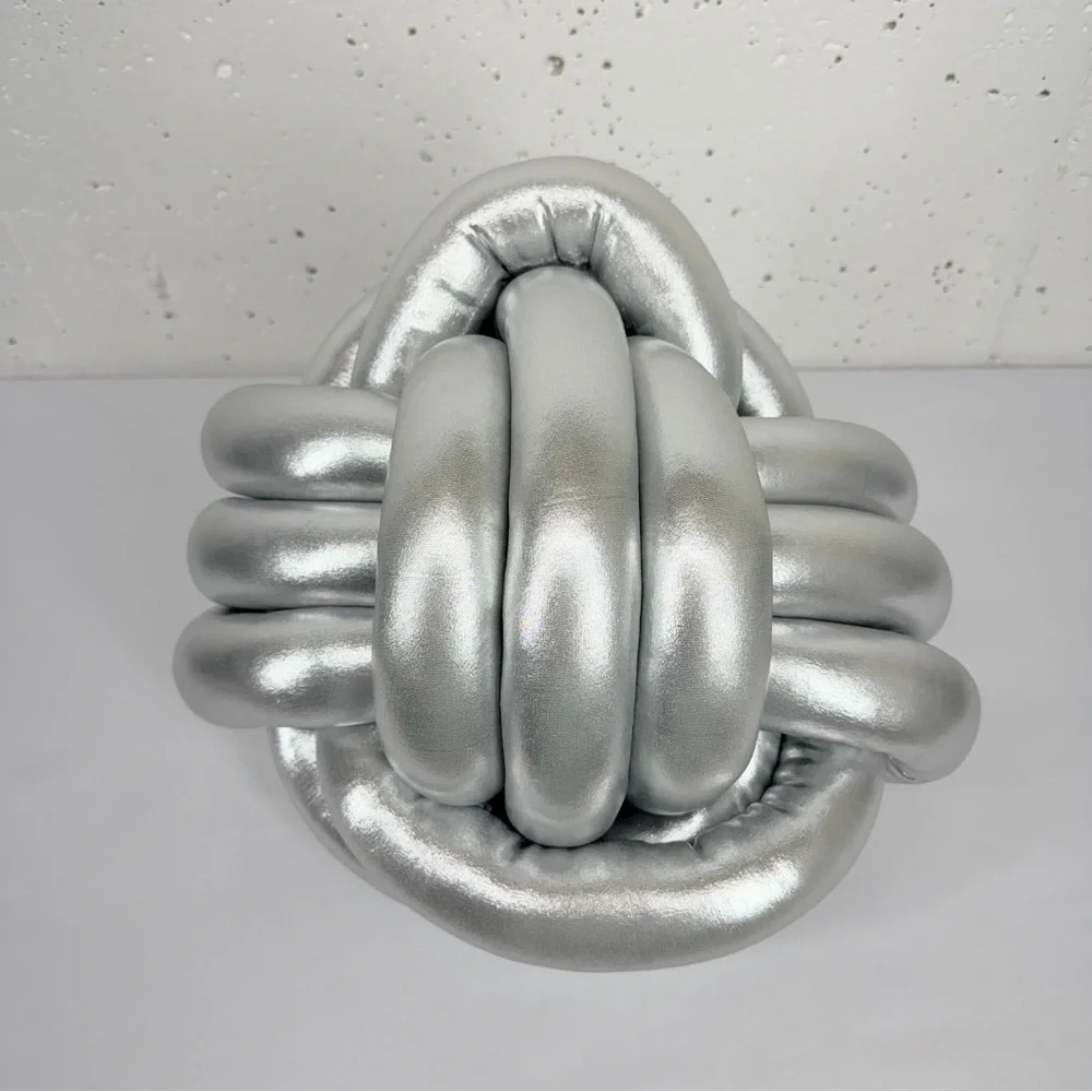 Truly Lou Silver Knot Ball Decorative Pillow 15”